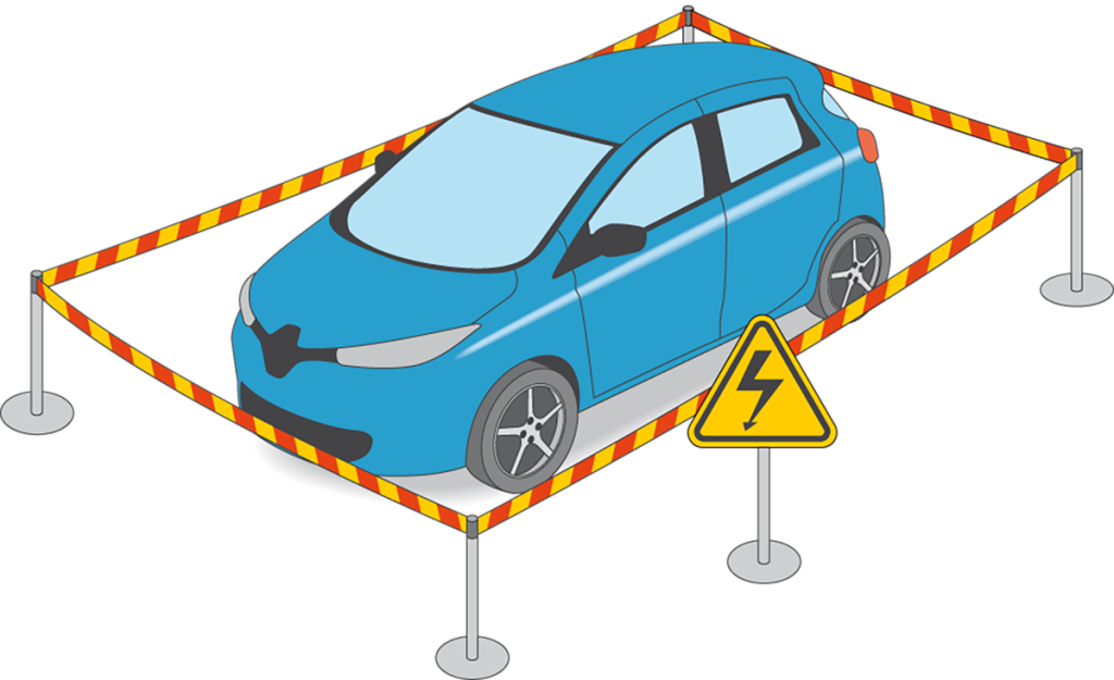 Balisage autour d’un véhicule électrique